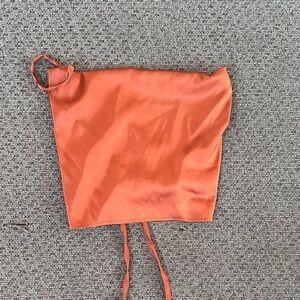Orange Satin Women's Top